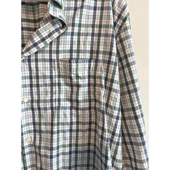 Barbour Tailored Fit Long Sleeve Plaid Button Down Shirt Size XXL Blue Green - Picture 4 of 5